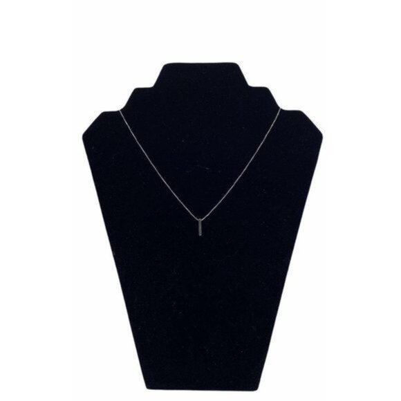 Penta-Crystal Bar Charm Necklace Sliver Tone - Picture 1 of 8